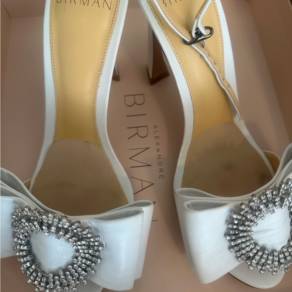 Alexandre Birman Maddie Leather Ankle Strap White Wedding Heels 36 IT/ 5.5 6 - Picture 3 of 15
